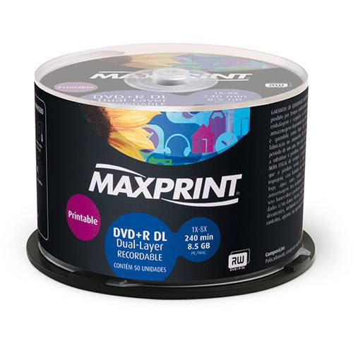 Assistência Técnica, SAC e Garantia do produto DVD+R DL Printable Maxprint 8.5GB/240min 8x (Dual-Layer) (Bulk C/ 50)