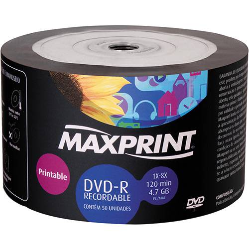 Assistência Técnica, SAC e Garantia do produto DVD-R Maxprint Printable 4.7GB/120min 8x (Bulk C/ 50)