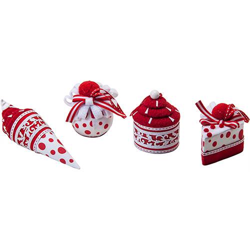 Assistência Técnica, SAC e Garantia do produto Enfeite de Árvore Cupcakes em Tecido, 4 Unidades - Christmas Traditions