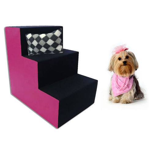 Assistência Técnica, SAC e Garantia do produto Escada para Cães e Gatos 3 Degraus - Courino Rosa e Carpete