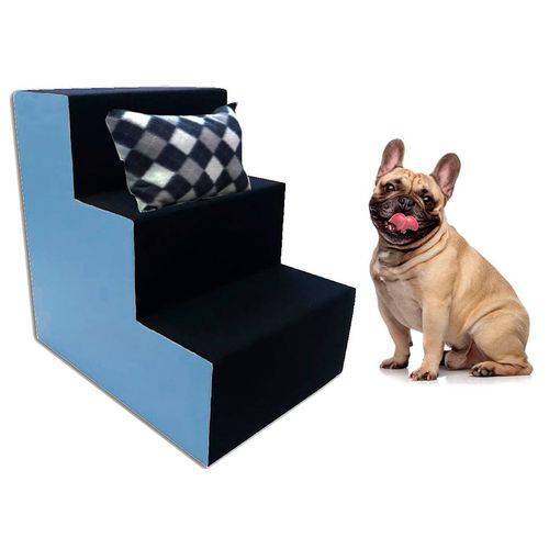 Assistência Técnica, SAC e Garantia do produto Escada Pet para Cães e Gatos 3 Degraus - Courino Azul Lateral
