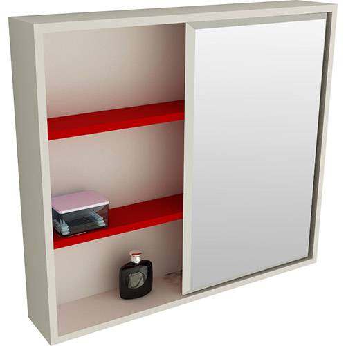 Assistência Técnica, SAC e Garantia do produto Espelheira para Banheiro 1527 (60x58x15cm) Branco/Vermelho - Tomdo