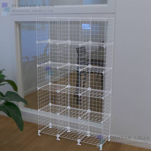 Assistência Técnica, SAC e Garantia do produto Estante Balcão Vitrine Tela Aramada Organizadora 15 Nichos - Fácil Montagem - 160x90x30cm