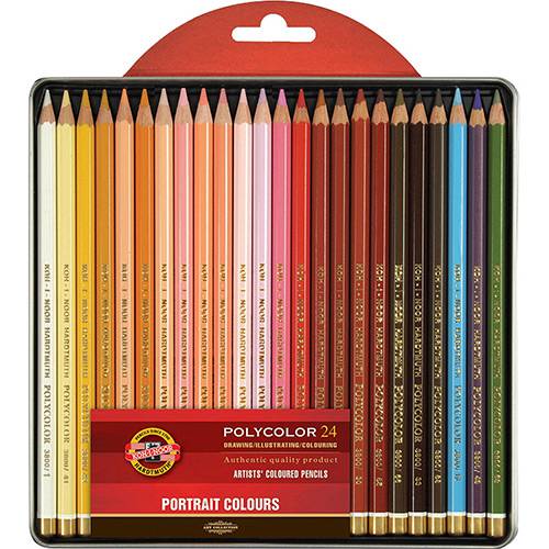Assistência Técnica, SAC e Garantia do produto Estojo Lápis de Cor Artístico Polycolor 24 Cores Seleção Retrato - Koh-I-Noor
