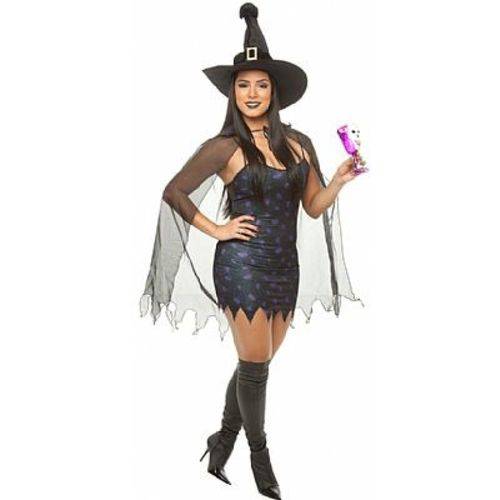 Assistência Técnica, SAC e Garantia do produto Fantasia Bruxa Margali C/ Capa Adulto Feminino Halloween