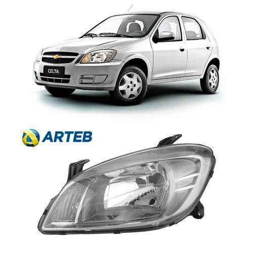 Assistência Técnica, SAC e Garantia do produto Farol Chevrolet Celta 2007/2011 Cromado Lado Motorista Original Arteb