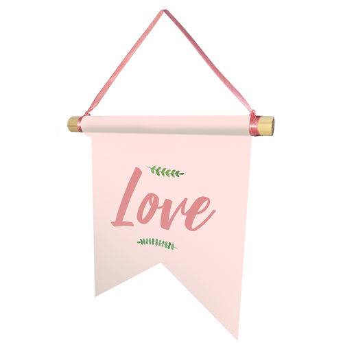 Assistência Técnica, SAC e Garantia do produto Flag Bandeirinha Decorativa Love Rosa 20x25cm - Prolab Gift