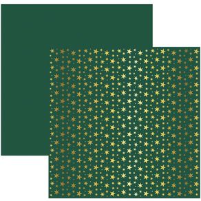 Assistência Técnica, SAC e Garantia do produto Folha Scrapbook Metalizada Estrelas Natalinas Dourado FD Verde Ref.20183-SDF745 Toke e Crie