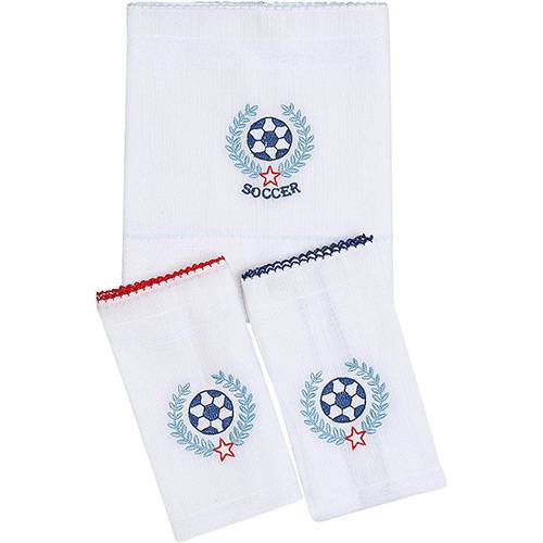 Assistência Técnica, SAC e Garantia do produto Fralda Ombro com 2 Fraldas de Boca La Goal Branco e Azul - Laura Ashley
