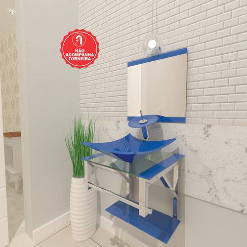 Assistência Técnica, SAC e Garantia do produto Gabinete de Vidro 40cm para Banheiro Quadrado - Armênia-Azul