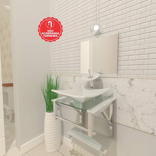 Assistência Técnica, SAC e Garantia do produto Gabinete de Vidro 40cm para Banheiro Quadrado - Armênia-Branco