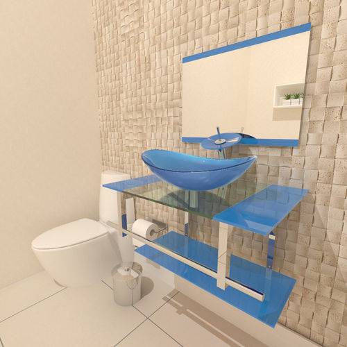 Assistência Técnica, SAC e Garantia do produto Gabinete de Vidro 70cm para Banheiro Irlanda Azul