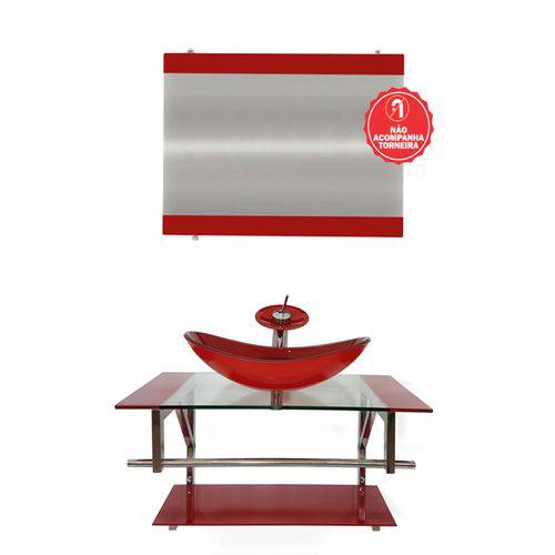 Assistência Técnica, SAC e Garantia do produto Gabinete de Vidro 80cm para Banheiro Cuba Oval - Dinamarca - Vermelho Cereja