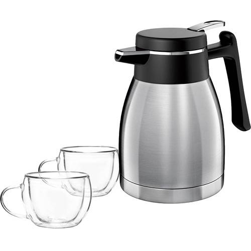 Assistência Técnica, SAC e Garantia do produto Garrafa Térmica Quebec Inox + Conjunto de 2 Xícaras de Café Piccadilly 80ml - La Cuisine