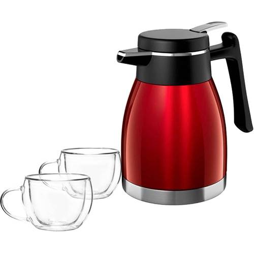 Assistência Técnica, SAC e Garantia do produto Garrafa Térmica Quebec Vermelha + Conjunto de 2 Xícaras de Café Piccadilly 80ml - La Cuisine