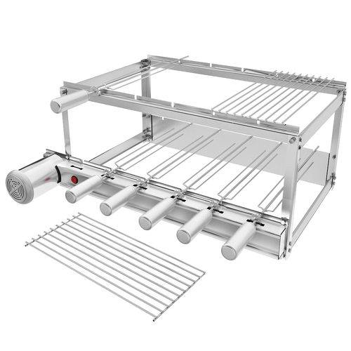 Assistência Técnica, SAC e Garantia do produto Gira Grill Churrasqueira Inox 6 Espetos + 2 Grelhas Modulares