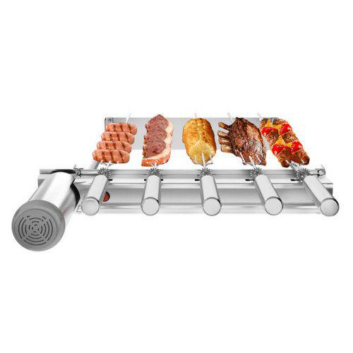 Assistência Técnica, SAC e Garantia do produto Gira Grill Kit Churrasqueira Inox 5 Espetos Giratórios P/ Pré Moldadas e Bancadas