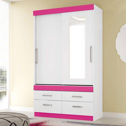 Assistência Técnica, SAC e Garantia do produto Guarda Roupa Click Star 2 Portas com Espelho Flex Branco/Fucsia