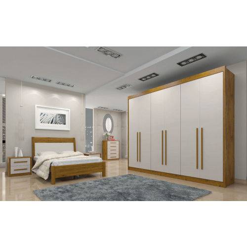 Assistência Técnica, SAC e Garantia do produto Guarda Roupa MDF 6 Portas 6 Gavetas Lisboa New Leifer Móveis Canela/off White - Móveis Bom de Preço