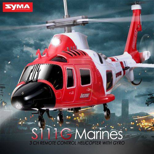 Assistência Técnica, SAC e Garantia do produto Helicóptero Syma S111G 3 Canais, Luz de Led, Controle Remoto, Ubs, Vermelho, Guarda Costeira
