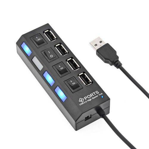 Assistência Técnica, SAC e Garantia do produto Hub Usb 4 Portas Usb 2.0 Pendrive Mouse Teclado Preto