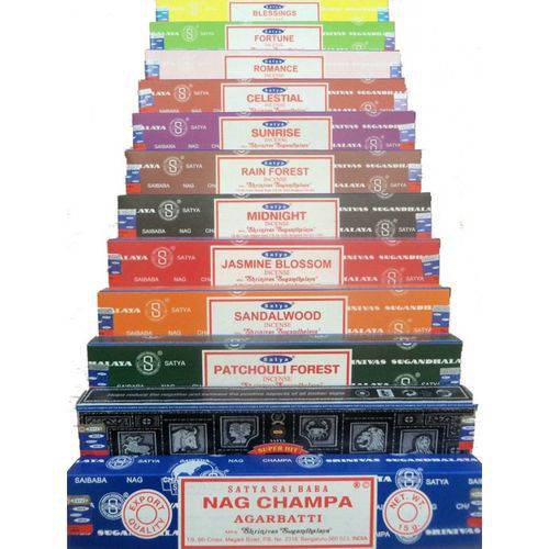 Assistência Técnica, SAC e Garantia do produto Incenso Nag Champa Satya Aromas Mistos Caixa 12 Aromas