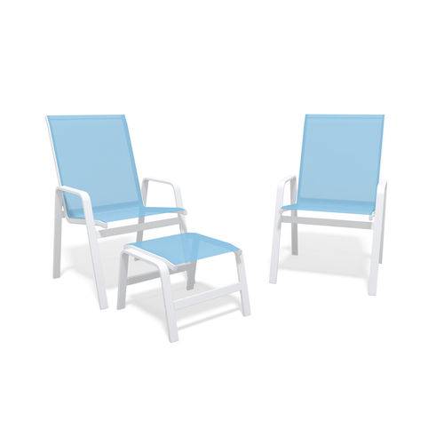Assistência Técnica, SAC e Garantia do produto Jogo 2 Cadeiras, S/ Mesa Alumínio Branco Tela Azul Claro