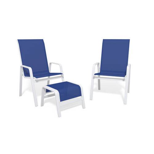 Assistência Técnica, SAC e Garantia do produto Jogo 2 Cadeiras, S/ Mesa Alumínio Branco Tela Azul Escuro