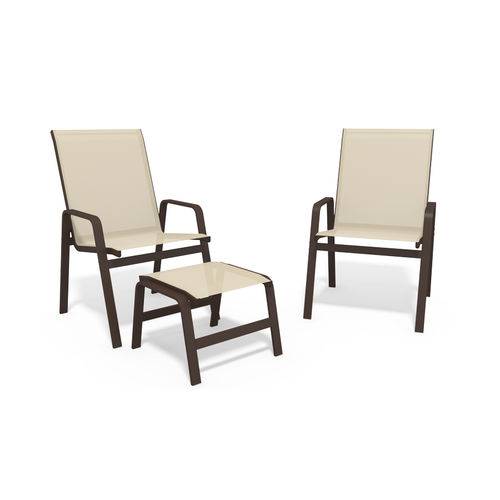 Assistência Técnica, SAC e Garantia do produto Jogo 2 Cadeiras, S/ Mesa Alumínio Marrom Tela Bege