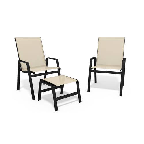 Assistência Técnica, SAC e Garantia do produto Jogo 2 Cadeiras, S/ Mesa Alumínio Preto Tela Bege