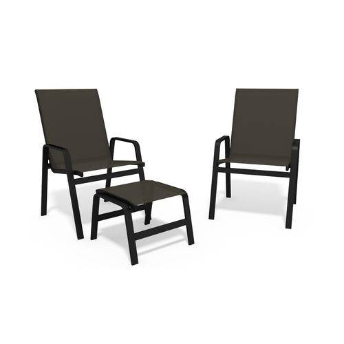 Assistência Técnica, SAC e Garantia do produto Jogo 2 Cadeiras, S/ Mesa Alumínio Preto Tela Marrom