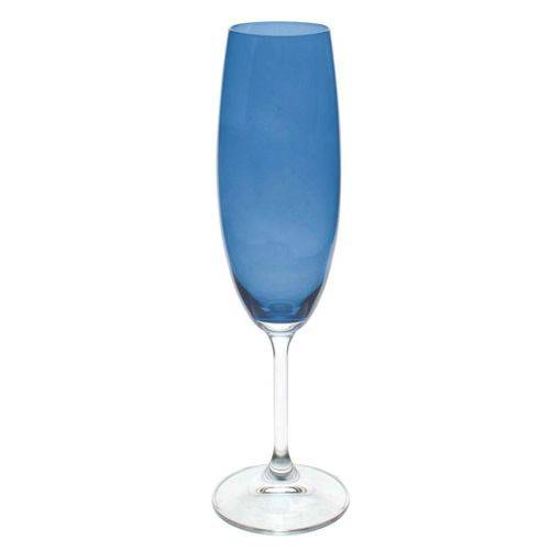 Assistência Técnica, SAC e Garantia do produto Jogo de 6 Taças para Champanhe Anna Azul Cobalt em Cristal Ecológico 220ml - 58277