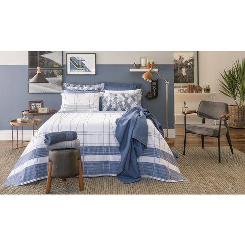 Assistência Técnica, SAC e Garantia do produto Jogo de Cama King 4 Peças 100% Algodão Puro Home Design Santista – Graphic Azul