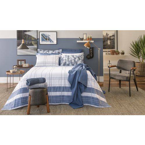 Assistência Técnica, SAC e Garantia do produto Jogo de Cama Casal 4 Peças 100% Algodão Puro Home Design Santista – Graphic Azul