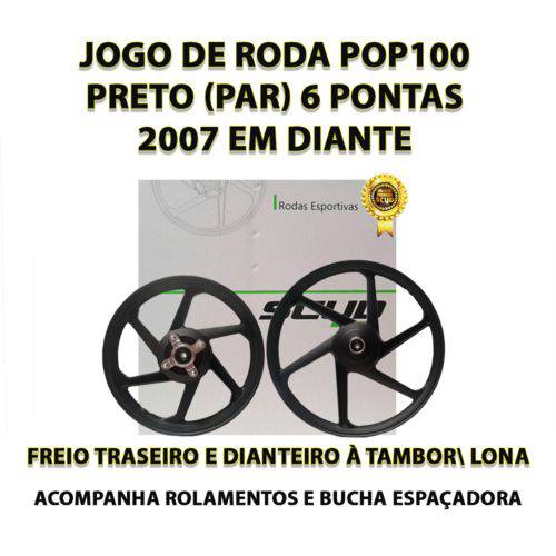 Assistência Técnica, SAC e Garantia do produto Jogo de Roda Liga Leve Pop 100 Scud Preto Freio à Tambor