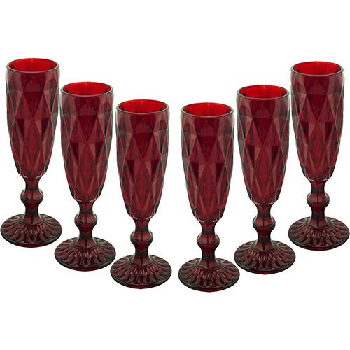 Assistência Técnica, SAC e Garantia do produto Jogo de Taças para Champagne Vermelho Vitral Verre 6 Peças - Mimo Style