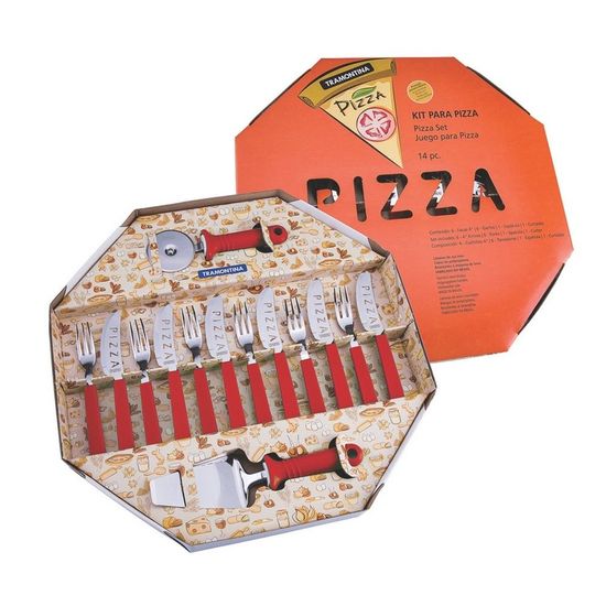 Assistência Técnica, SAC e Garantia do produto Jogo de Talheres Inox para Pizza 14 Peças Vermelho