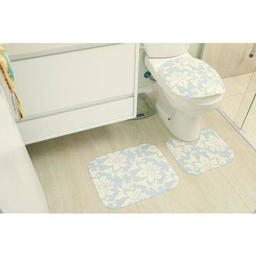 Assistência Técnica, SAC e Garantia do produto Jogo de Tapete para Banheiro 3 Peças Tecil Mandala Azul