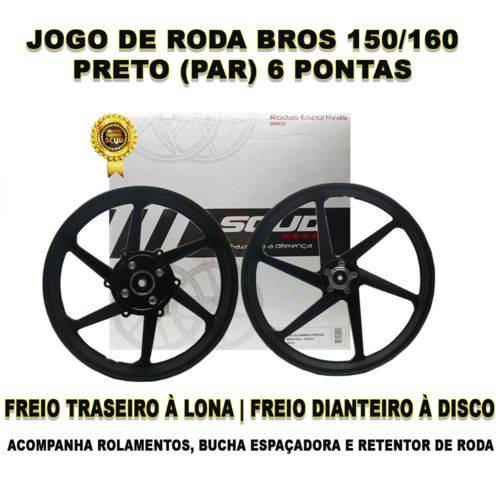 Assistência Técnica, SAC e Garantia do produto Jogo Roda Liga Leve Bros 150/160 Preto Freio à Disco