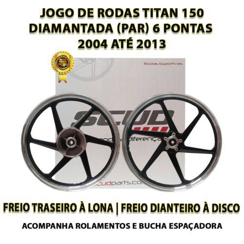 Assistência Técnica, SAC e Garantia do produto Jogo Roda Liga Leve Titan 150 Scud Diamantada Freio Disco 2004 / 2013
