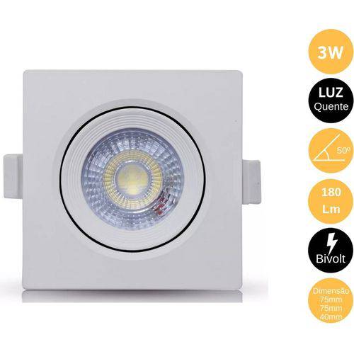 Assistência Técnica, SAC e Garantia do produto Kit 20 Peças - Spot Led 3W Quadrado Direcionável para Teto Gesso Sanca Branco Quente - 3000K Startec