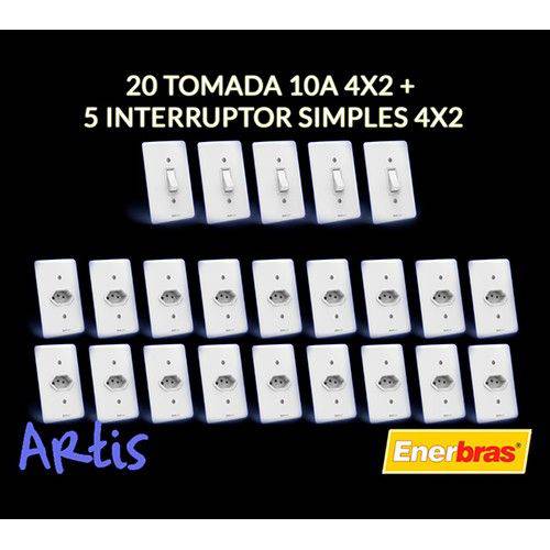 Assistência Técnica, SAC e Garantia do produto Kit 20 Tomadas 10a + 5 Interruptores Simples - Enerbras Artis