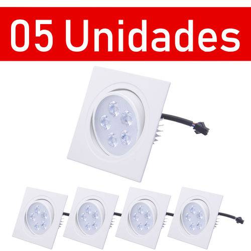 Assistência Técnica, SAC e Garantia do produto Kit 05 Spots Led 5w Quadrado Direcionável Branco Frio