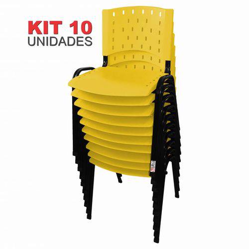 Assistência Técnica, SAC e Garantia do produto Kit 10 Cadeira de Plástico Empilhável AMARELA Iso Polipropileno - ULTRA Móveis