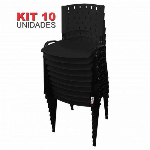 Assistência Técnica, SAC e Garantia do produto Kit 10 Cadeira de Plástico Empilhável PRETA Iso Polipropileno - ULTRA Móveis