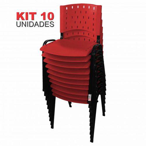 Assistência Técnica, SAC e Garantia do produto Kit 10 Cadeira de Plástico Empilhável VERMELHA Iso Polipropileno - ULTRA Móveis