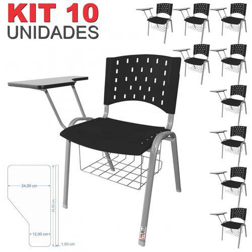 Assistência Técnica, SAC e Garantia do produto KIT 10 Cadeira Universitária PRETA Estrutura Prata com Porta Livros - ULTRA Móveis