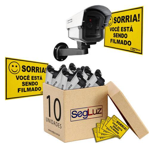 Assistência Técnica, SAC e Garantia do produto Kit 10 Câmeras Falsas com Led Bivolt + 10 Placas Sorria Security Parts
