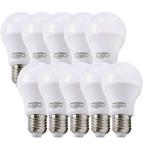 Assistência Técnica, SAC e Garantia do produto Kit 10 Lâmpadas Bulbo LED 7W Econômicas Brancas Arcobrás