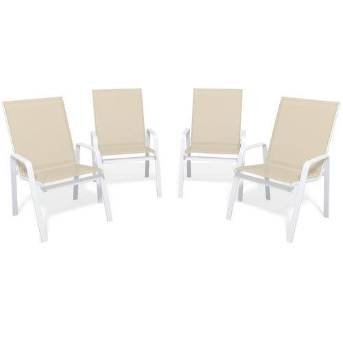 Assistência Técnica, SAC e Garantia do produto Kit 4 Cadeira Riviera Piscina Alumínio Branco Tela Bege